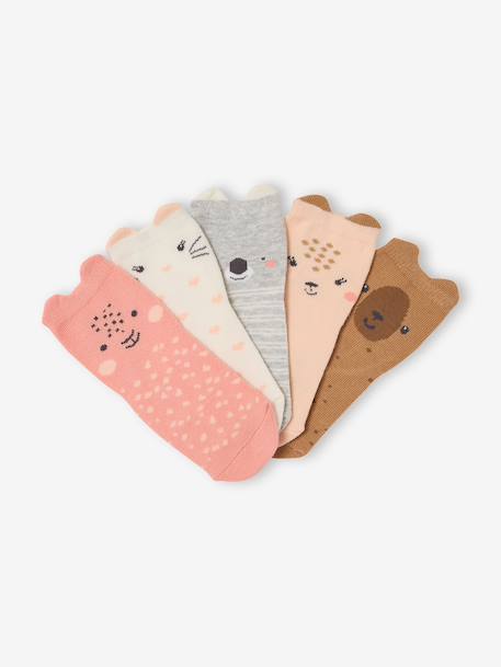 Pack of 5 pairs of socks for baby girls rose - vertbaudet enfant 