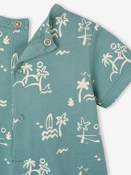 Baby jersey playsuit ecru+peacock blue - vertbaudet enfant 