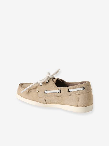 Boys' leather boat shoes beige - vertbaudet enfant 