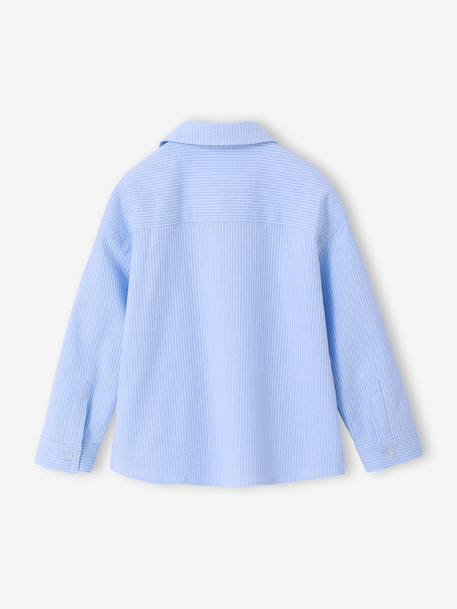 Long-Sleeved Cotton Shirt striped blue - vertbaudet enfant 