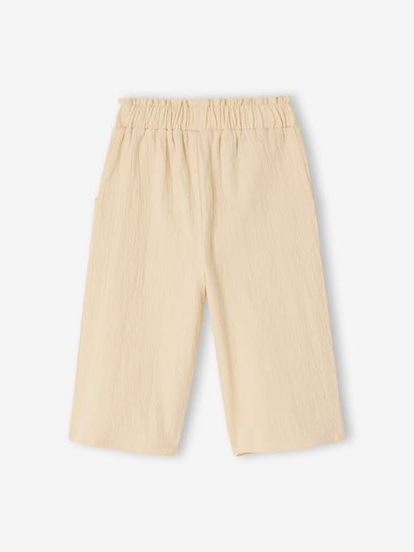 Crinkled Knit Trousers for Baby Girls ecru - vertbaudet enfant 