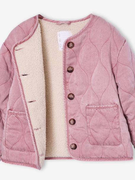 Girl's sherpa-lined quilted jacket rose - vertbaudet enfant 