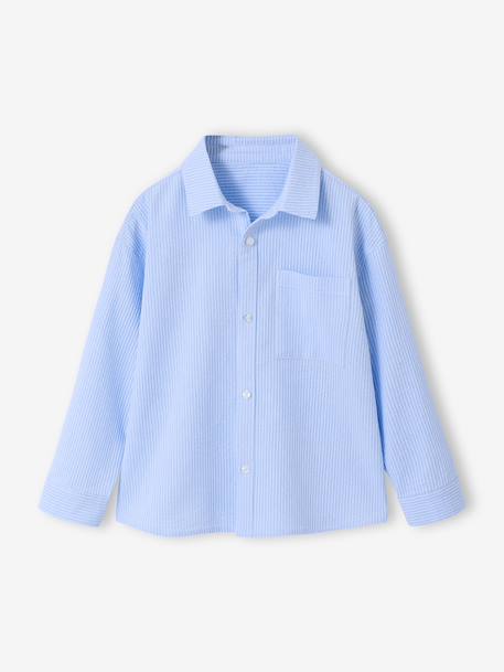 Long-Sleeved Cotton Shirt striped blue - vertbaudet enfant 