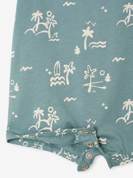 Baby jersey playsuit ecru+peacock blue - vertbaudet enfant 