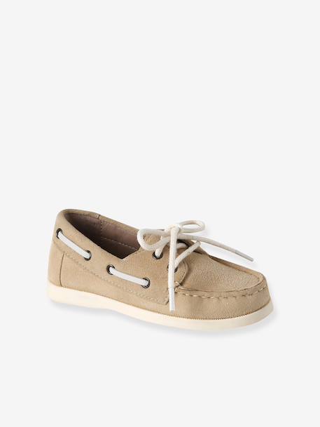 Boys' leather boat shoes beige - vertbaudet enfant 