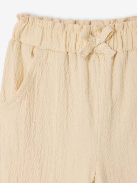 Crinkled Knit Trousers for Baby Girls ecru - vertbaudet enfant 