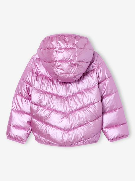 Lightweight hooded puffer jacket with a shimmer effect for girls gold+rose - vertbaudet enfant 