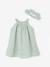 Broderie Anglaise Dress with Matching Accessory sage green - vertbaudet enfant 