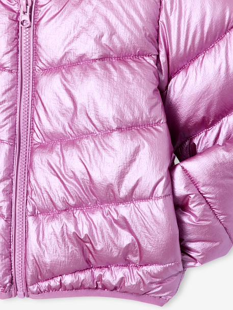 Lightweight hooded puffer jacket with a shimmer effect for girls gold+rose - vertbaudet enfant 
