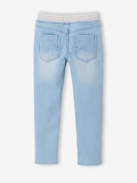 Straight Cut Denim-Effect Fleece Trousers, for Boys BLACK DARK SOLID+bleached denim+BLUE MEDIUM TWO COLOR/MULTICOL+BLUE MEDIUM WASCHED+double stone+Grey Denim - vertbaudet enfant 