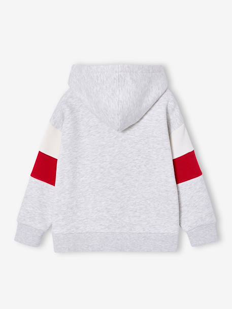 Hooded printed sweatshirt marl grey+marl white+slate blue - vertbaudet enfant 