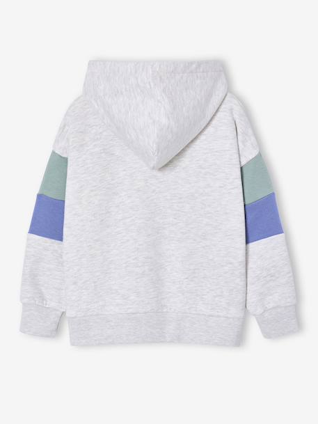 Hooded printed sweatshirt marl grey+marl white+slate blue - vertbaudet enfant 