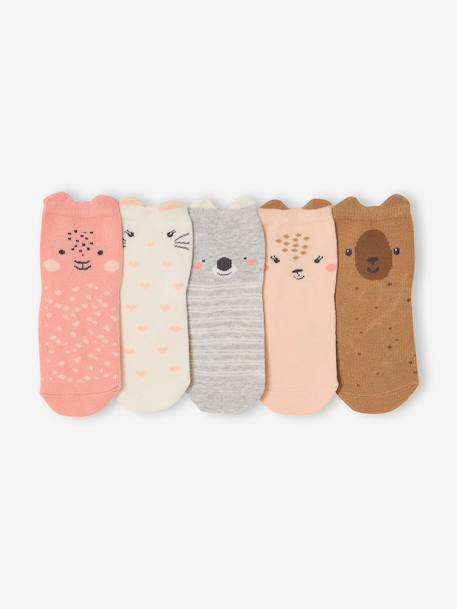 Pack of 5 pairs of socks for baby girls rose - vertbaudet enfant 