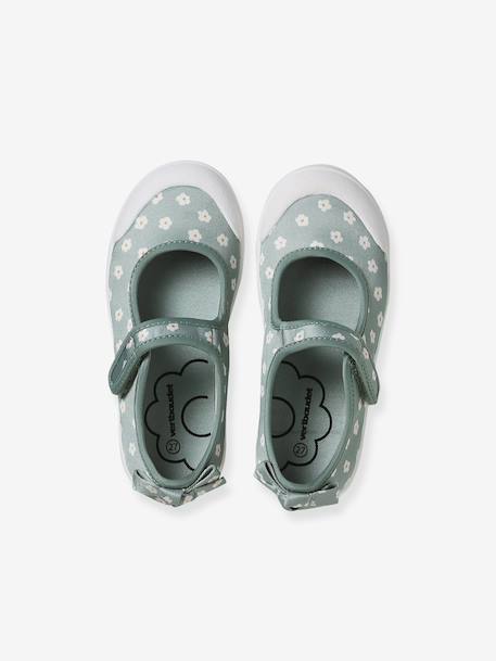 Girls' synthetic mary janes with touch 'n' close fastening printed green - vertbaudet enfant 