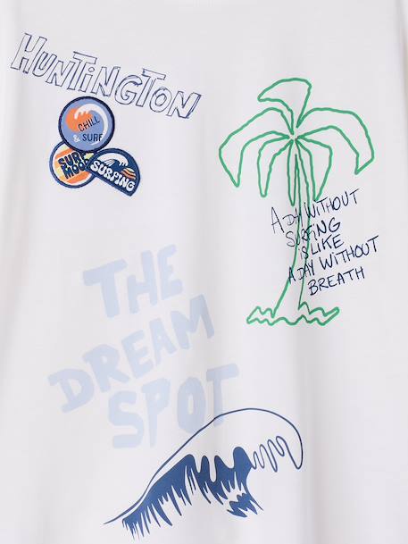 T-shirt with short sleeves and surf print ecru - vertbaudet enfant 