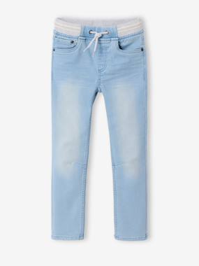 -Jean garçon droit facile à enfiler denim effet molleton 