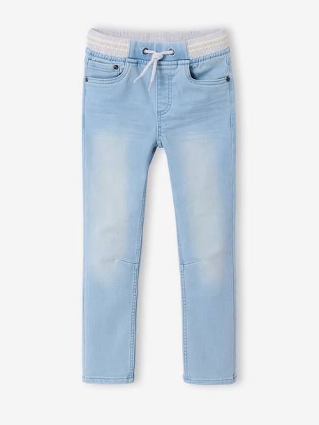 Jean garçon droit facile à enfiler denim effet molleton BRUT FONCE+denim black+denim bleached+denim gris+double stone+STONE MOYEN - vertbaudet enfant 