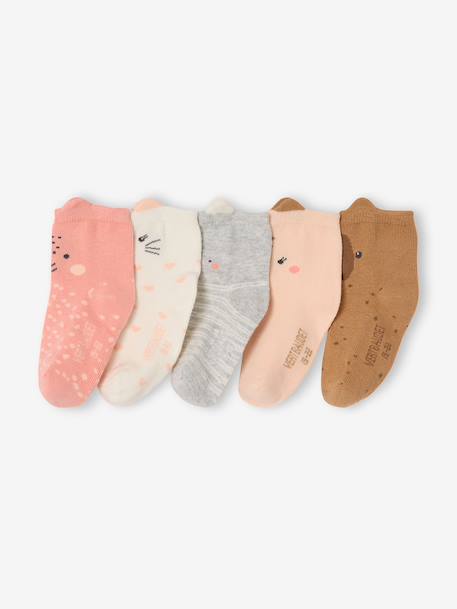Pack of 5 pairs of socks for baby girls rose - vertbaudet enfant 