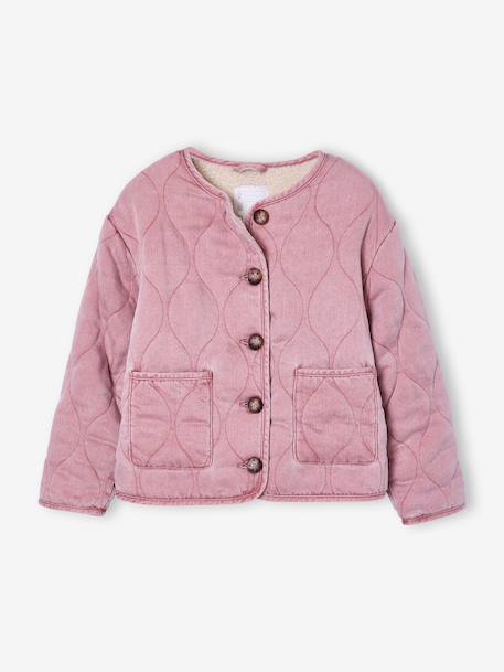 Girl's sherpa-lined quilted jacket rose - vertbaudet enfant 