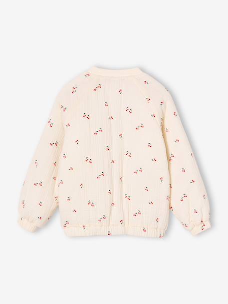 Girls' quilted bomber jacket in cotton gauze rosy+vanilla - vertbaudet enfant 