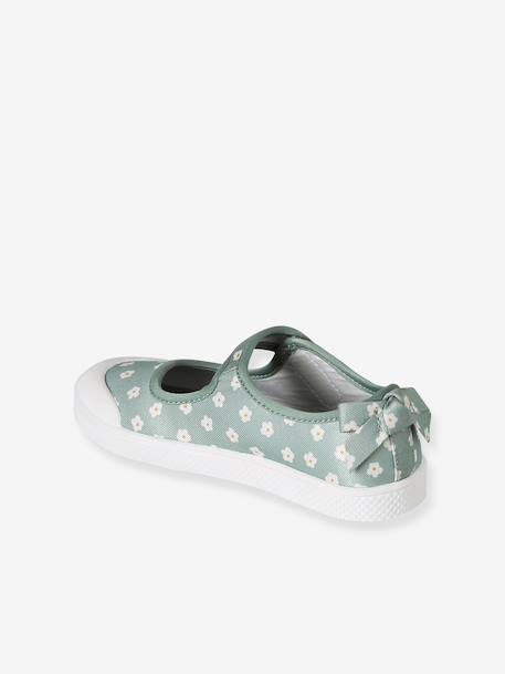 Girls' synthetic mary janes with touch 'n' close fastening printed green - vertbaudet enfant 
