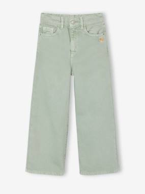 -Pantalon fille large couleur 