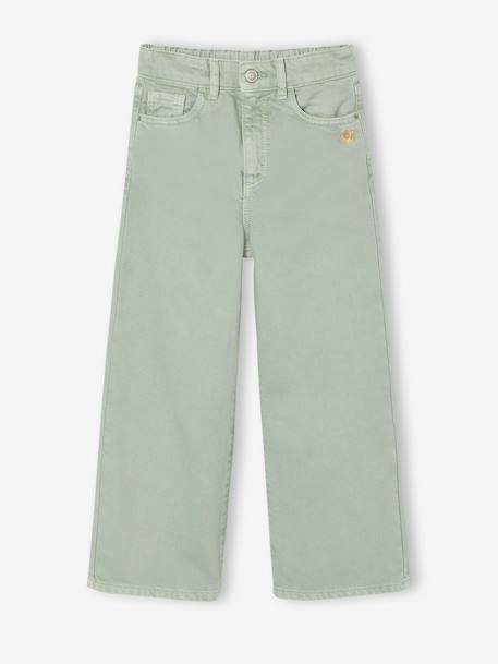 Wide-leg trousers in girls' colours green+grey green+peony pink+plum+rose - vertbaudet enfant 