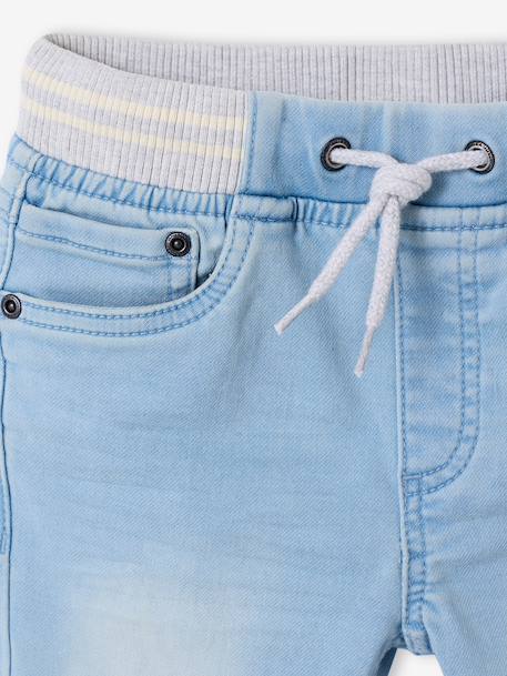 Straight Cut Denim-Effect Fleece Trousers, for Boys BLACK DARK SOLID+bleached denim+BLUE MEDIUM TWO COLOR/MULTICOL+BLUE MEDIUM WASCHED+double stone+Grey Denim - vertbaudet enfant 
