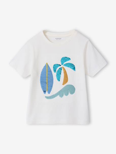Basics T-Shirt with Reversible Sequins for Boys aqua green+ecru+night blue+ocean blue+white - vertbaudet enfant 