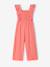 Girl's ruffled jumpsuit coral - vertbaudet enfant 