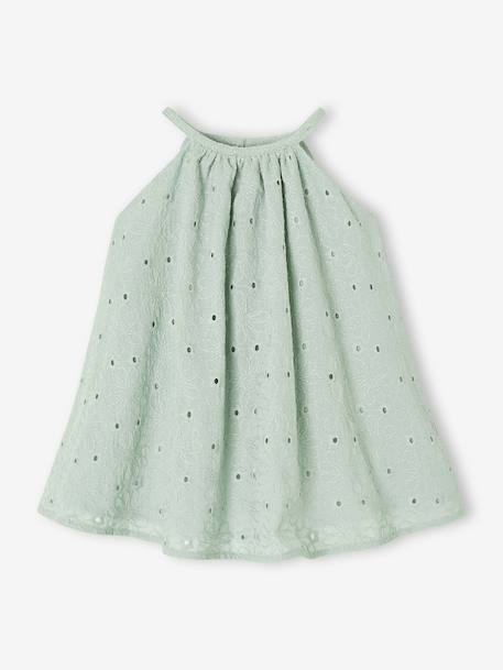 Broderie Anglaise Dress with Matching Accessory sage green - vertbaudet enfant 