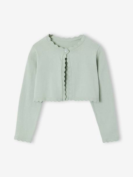 Bolero with Practical Opening for Girls sage green+white - vertbaudet enfant 