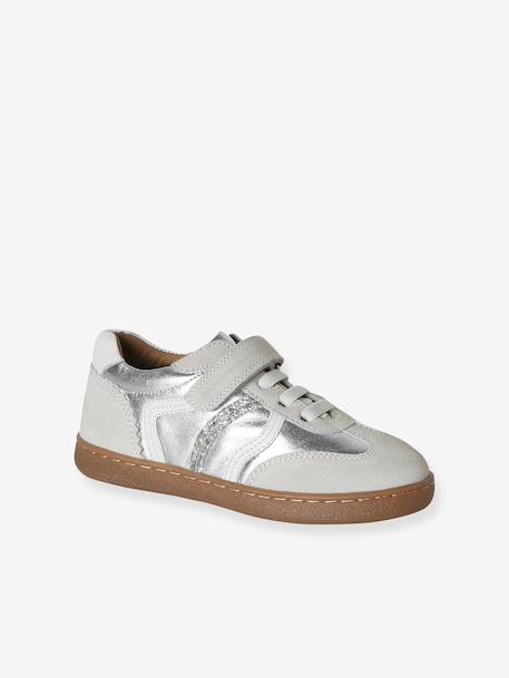 Girls' low-cut leather trainers silver - vertbaudet enfant 
