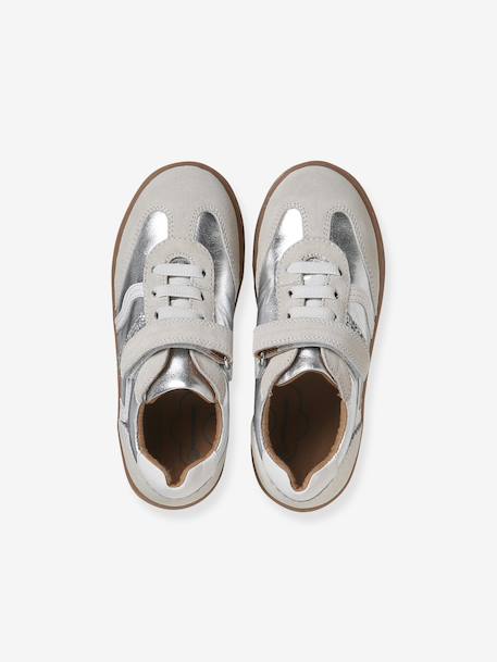 Girls' low-cut leather trainers silver - vertbaudet enfant 