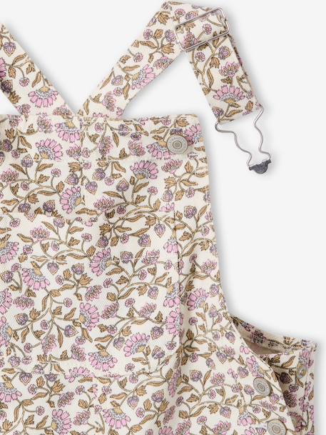 Girl's dungaree with floral print ecru - vertbaudet enfant 