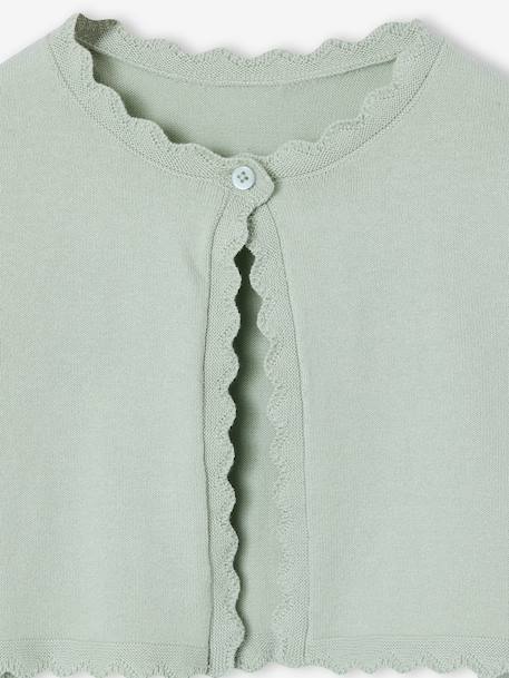 Bolero with Practical Opening for Girls sage green+white - vertbaudet enfant 