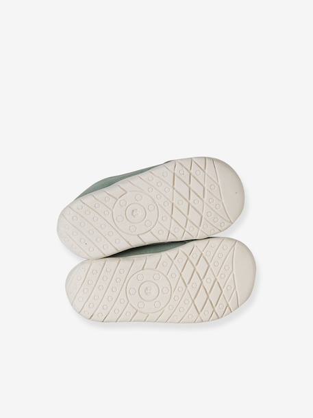 Soft leather baby slippers with zip sage green - vertbaudet enfant 