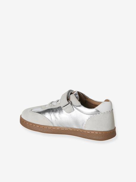 Girls' low-cut leather trainers silver - vertbaudet enfant 