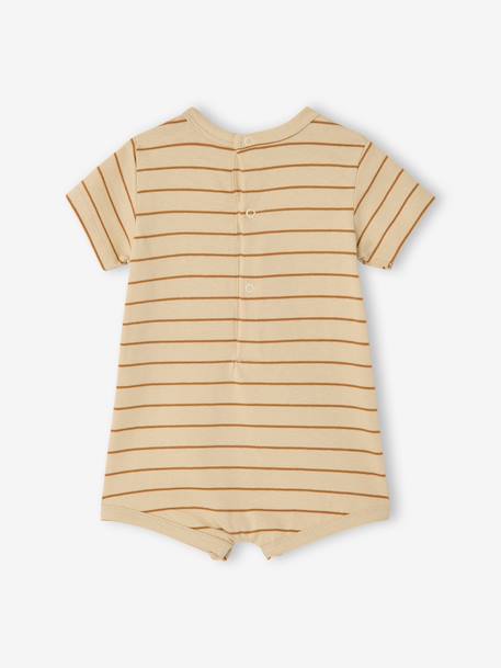 Baby jersey playsuit ecru+peacock blue - vertbaudet enfant 