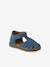 Leather Sandals with Hook-&-Loop Fastenings, for Babies denim blue+sandy beige - vertbaudet enfant 