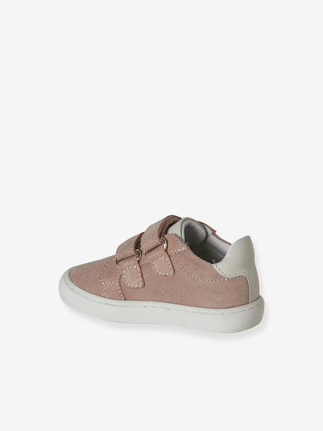 Leather baby trainers with hook and loop fasteners pale pink - vertbaudet enfant 