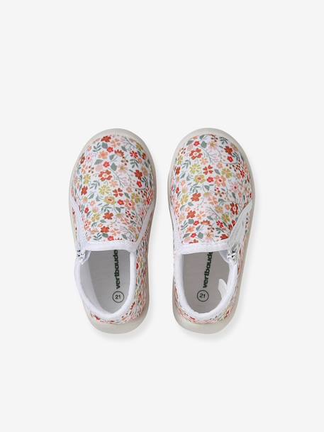 Canvas Slippers with Zip, for Babies pale pink+printed beige+printed pink+printed white - vertbaudet enfant 