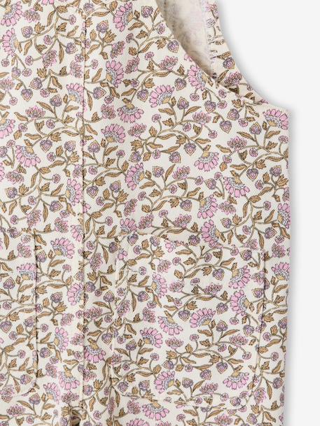 Girl's dungaree with floral print ecru - vertbaudet enfant 