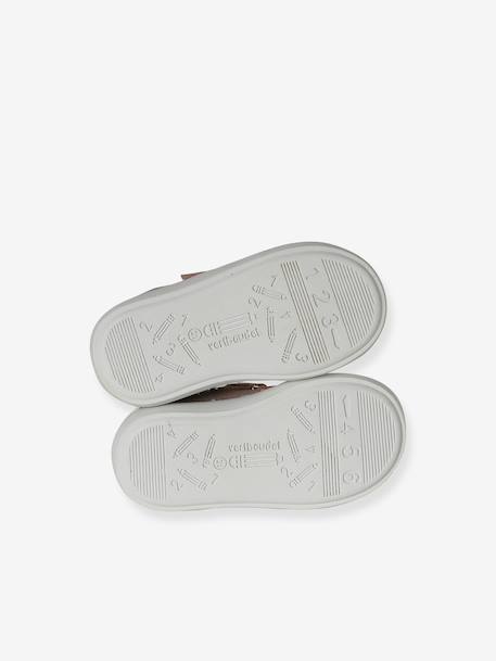 Leather baby trainers with hook and loop fasteners pale pink - vertbaudet enfant 