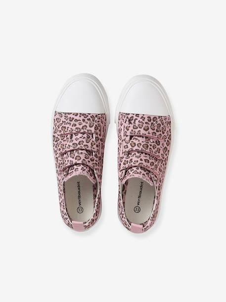 Printed Canvas Trainers with Hook-and-Loop Straps for Children printed beige+printed pink - vertbaudet enfant 