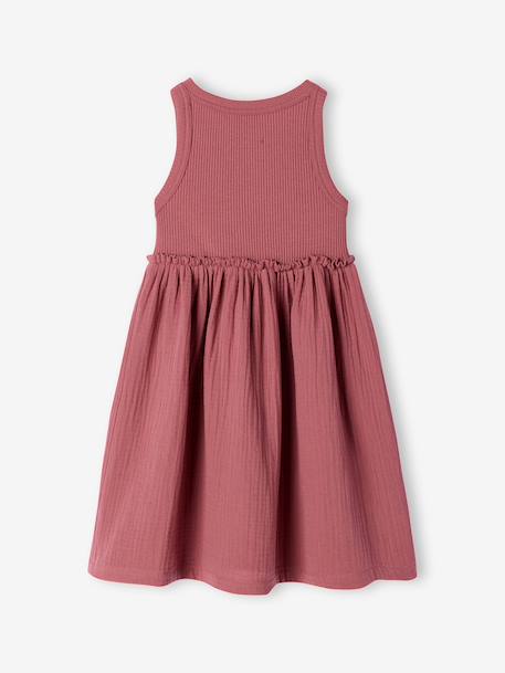 Girl's sleeveless dress khaki+old rose - vertbaudet enfant 