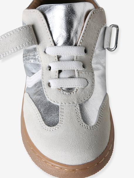Girls' low-cut leather trainers silver - vertbaudet enfant 