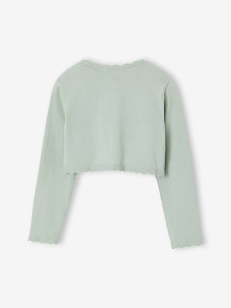 Bolero with Practical Opening for Girls sage green+white - vertbaudet enfant 