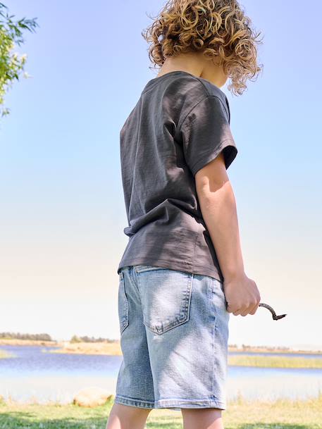 Boy's adjustable waist denim bermuda shorts double stone+stone - vertbaudet enfant 