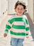Striped boy's sweatshirt with placed motif pistachio+striped yellow - vertbaudet enfant 
